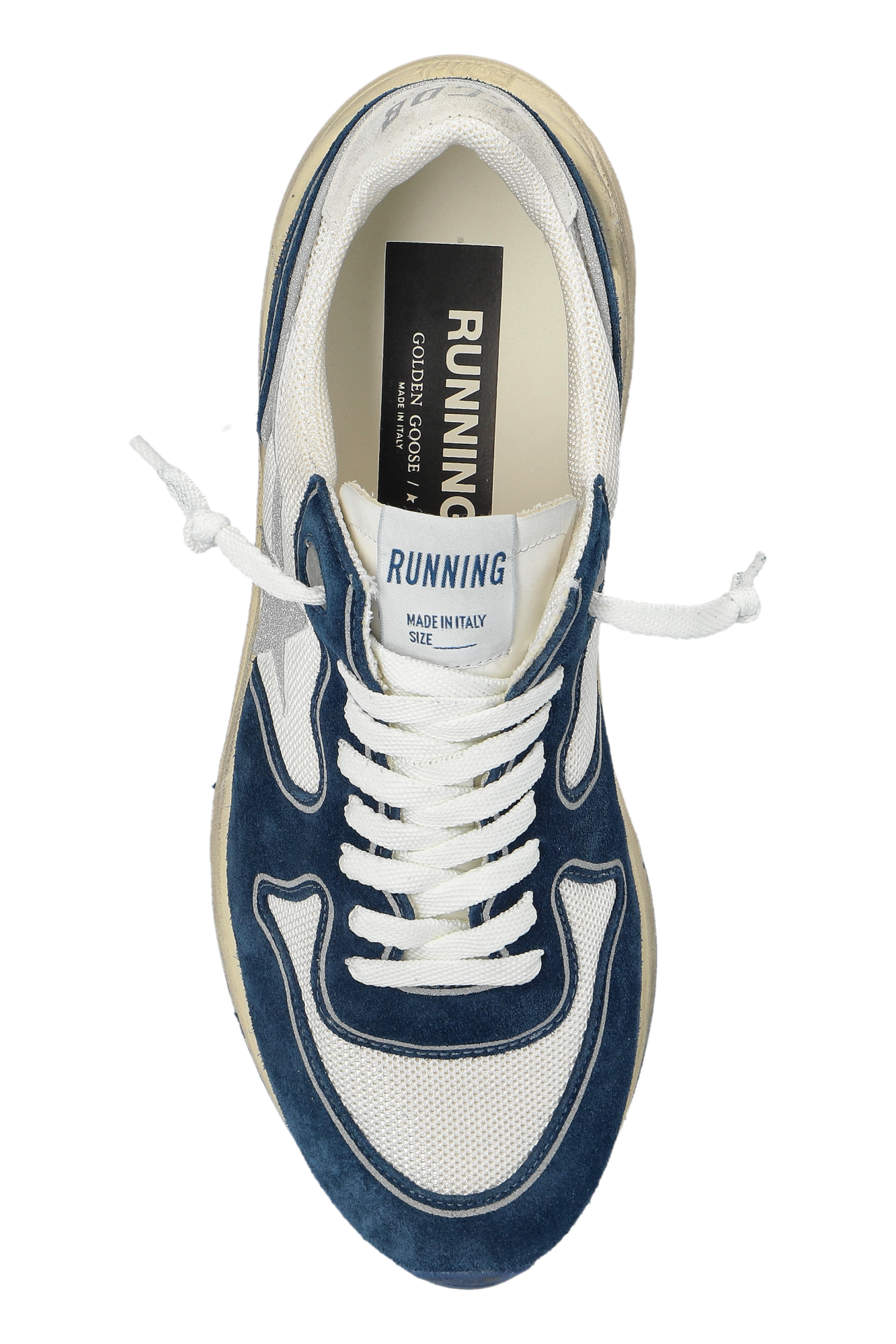 スニーカー Golden  (GWF00126 F007598 81225 WHITE BLUE SILVER) Golden Goose sneakers Running Sole met zilveren ster blauw